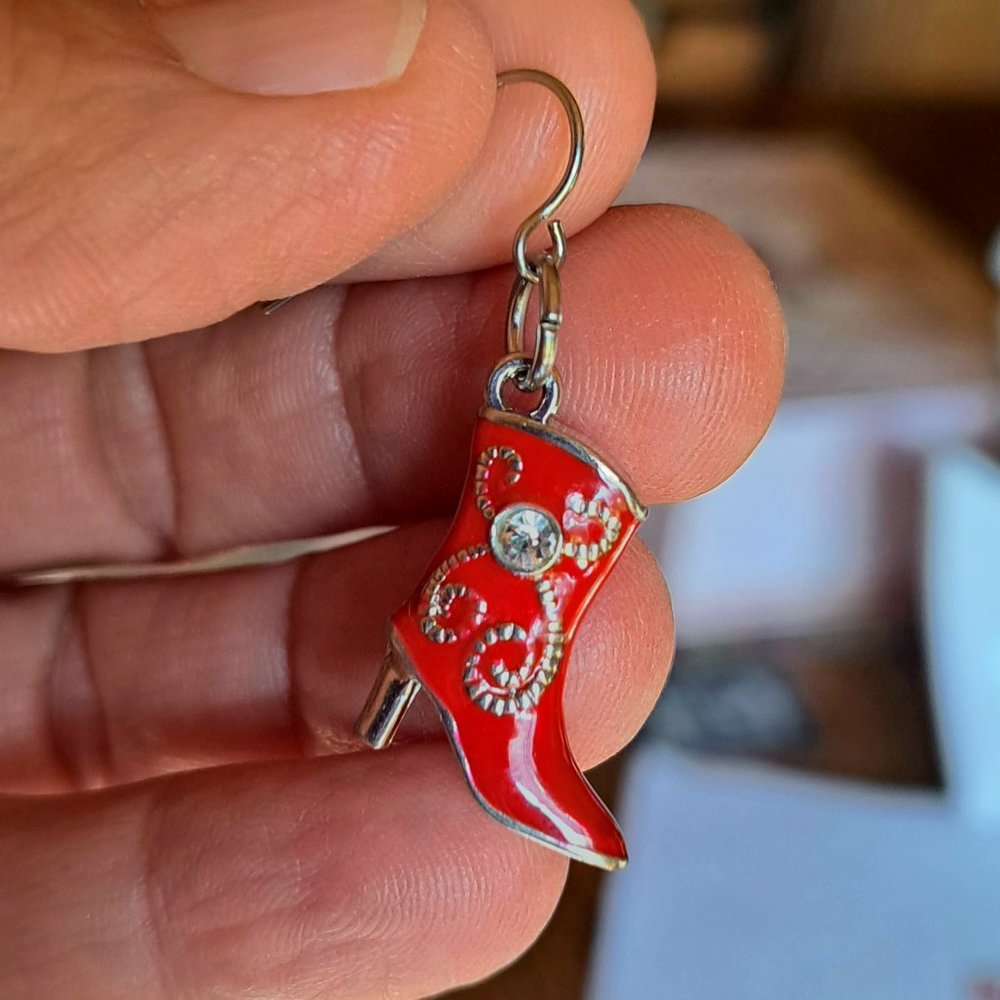 Red Cowgirl Boot Earrings